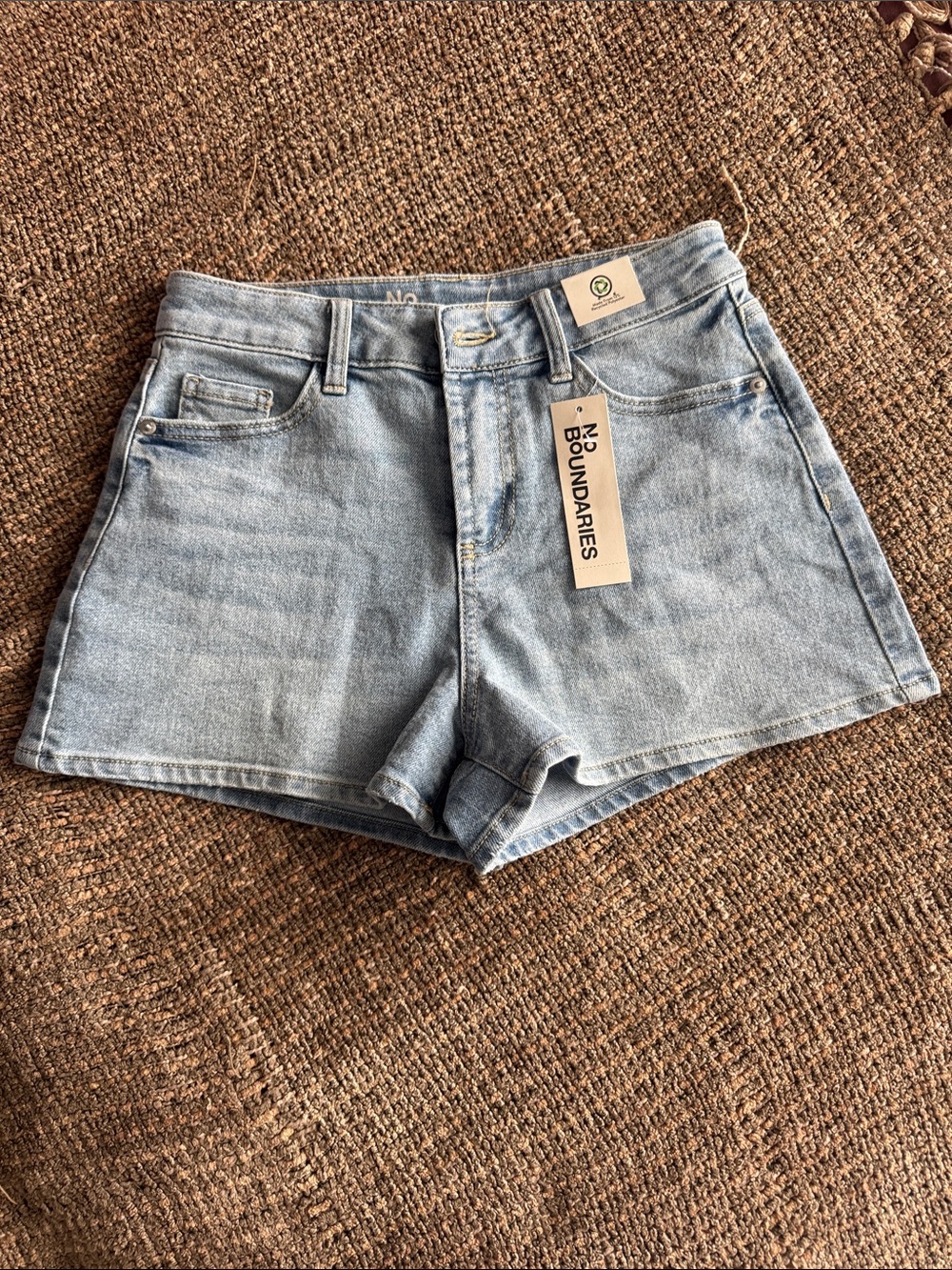 No Boundaries Light Blue High-Rise Denim Shorts